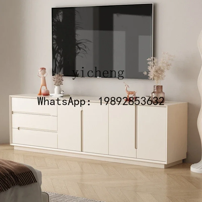 LYY  Minimalist TV Cabinet Bedroom Tailstock Floor Heightened Solid Wood Living Room Cream Style Floor Cabinet Storage Cabinet