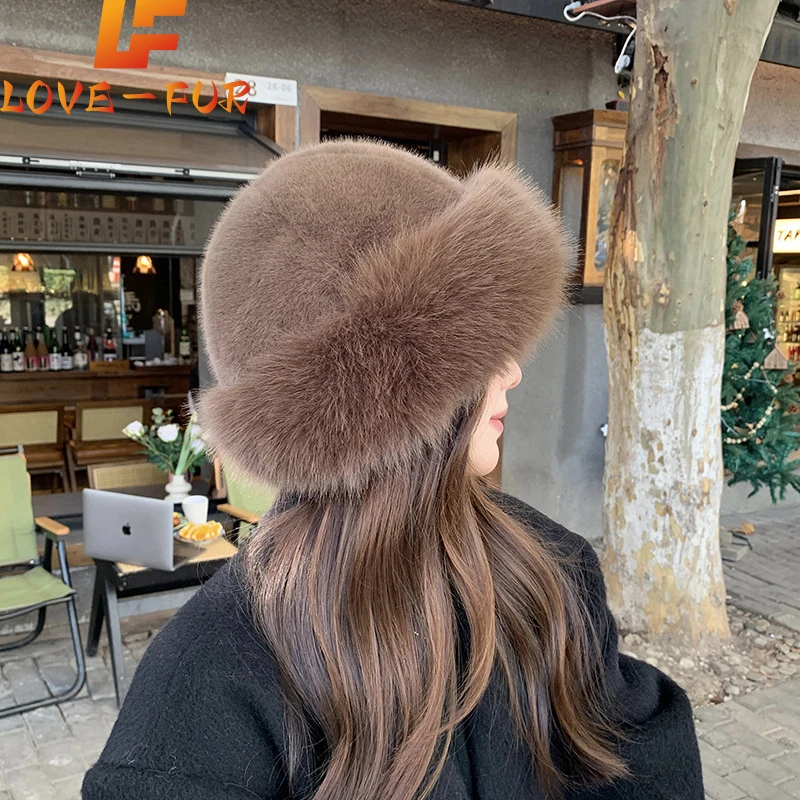 

New Style Fashion Hat Women's Winter New Thick Warm Imitation Fur Simple Fisherman's Hat Imitation Mink Fur Ladies Mongolia Caps