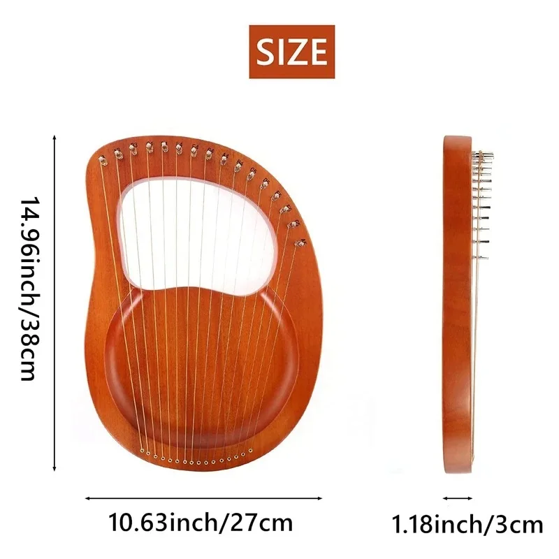 Lyre 16 Strings Lyre Harp Piano Wooden Mahogany Lyre Harp 16 String Harp Piano Beginner Musical Instrument With Spare String