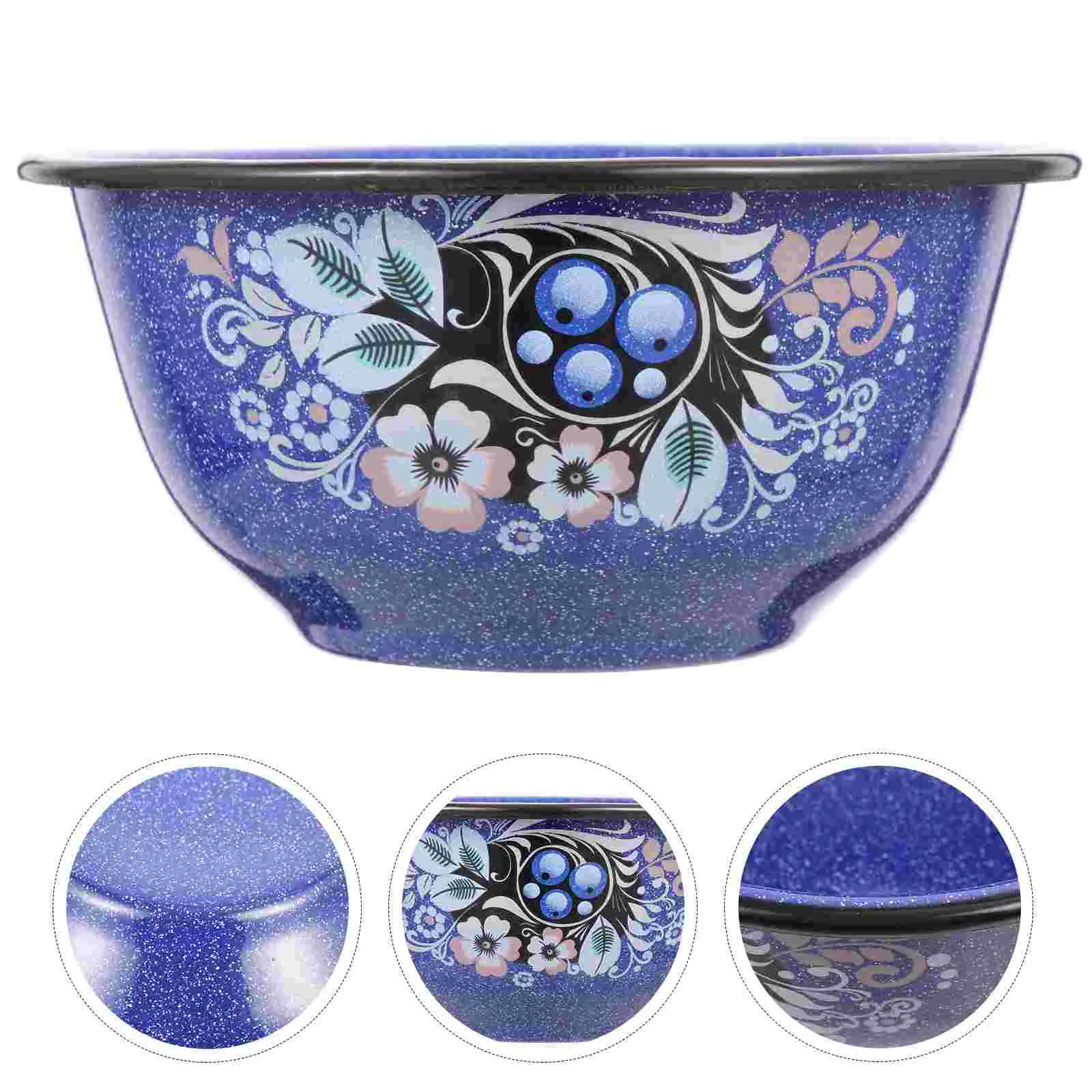 

Noodle Bowl Thickened Enamel Ceramic Dessert Compact Ramen Convenient Blue Daily Use Soup Student