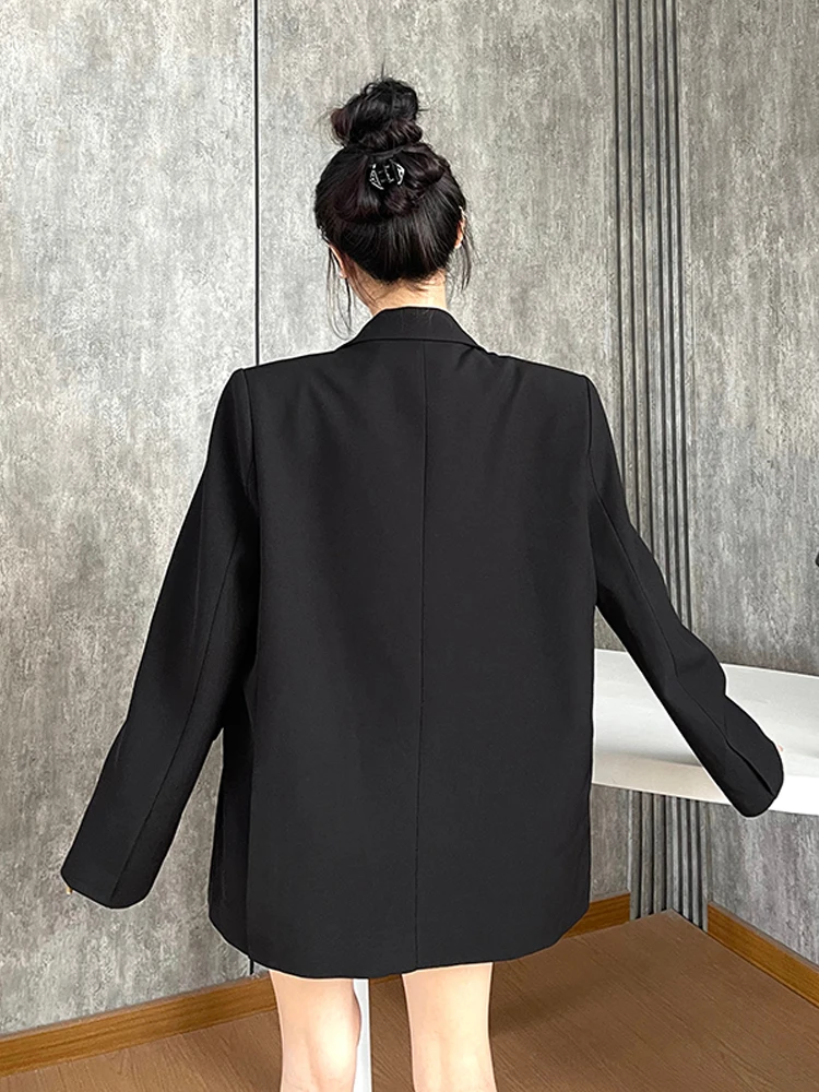 Vintage Loose sequined beading blazer Women's Black Stylish Long sleeve Single breasted jacket 2025 Spring fall Coat INKEO 5O048