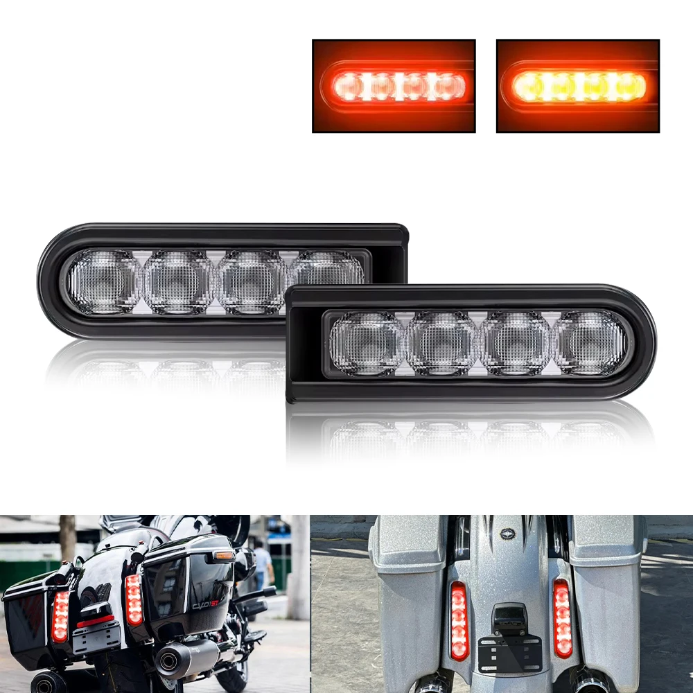 

Акцентные вставки для седельной сумки для мотоцикла, поддерживающие светодиодные фонари для Harley Touring Road Electra Glide CVO Limited FLHTKSE 2014-Up