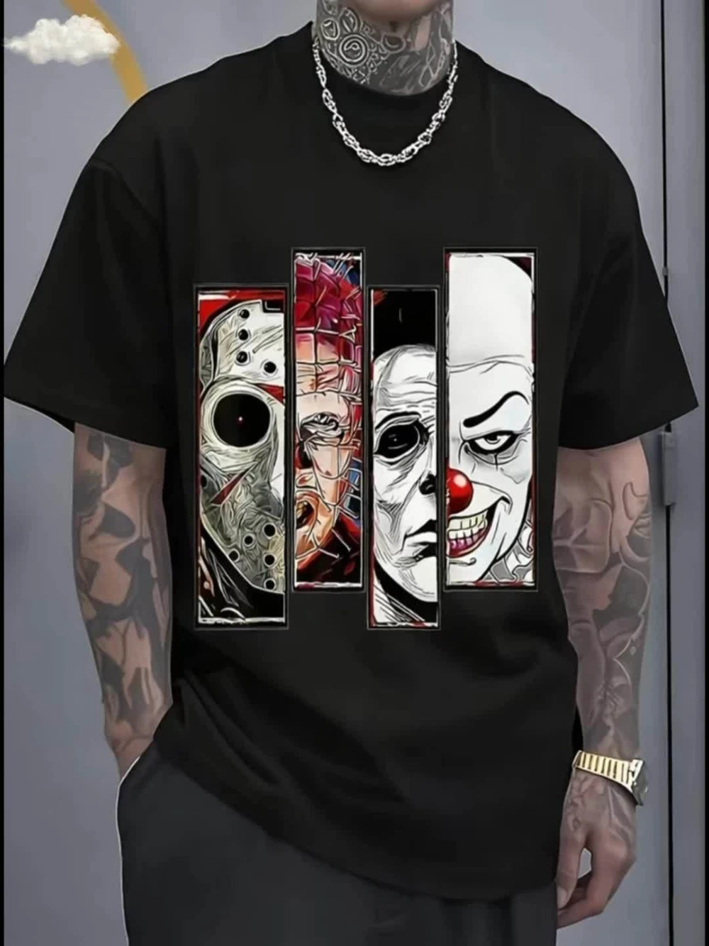 Men's Halloween T-Shirt Unknown Dark Skull Bat Wings Print Casual Street Style Summer Perfect Everyday Wear Parties and Gifts