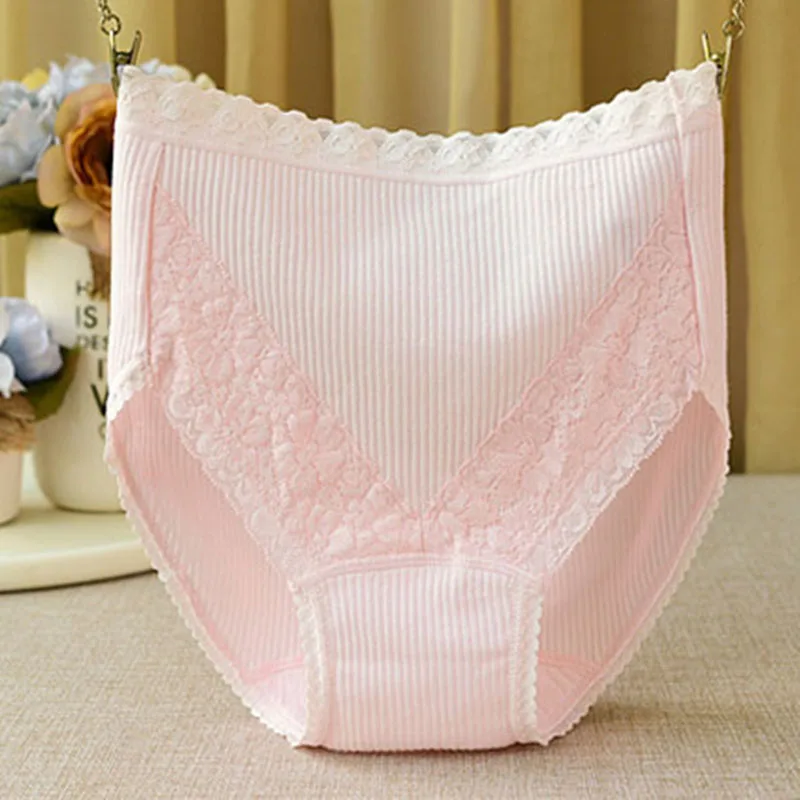 Women High-Waist Cotton Panties Underwear Lace Ruffle Hip Lifting Women Briefs Girls Comfort Underpants Female M-3XL Lingerie