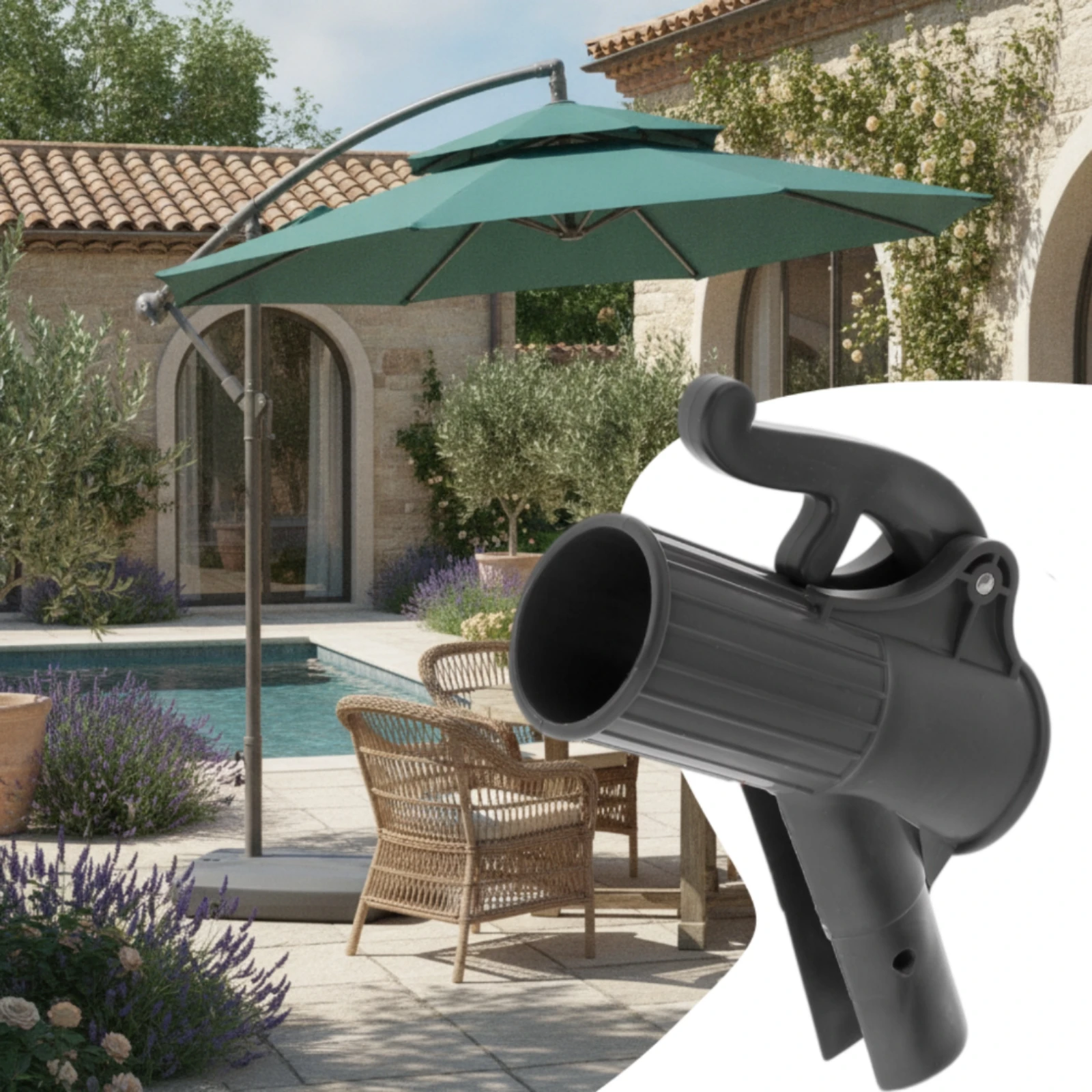Umbrella Handle with Mounting Bar Weatherproof Umbrella Fixed Handle Hardware Universal Rust-Resistant for DIYers
