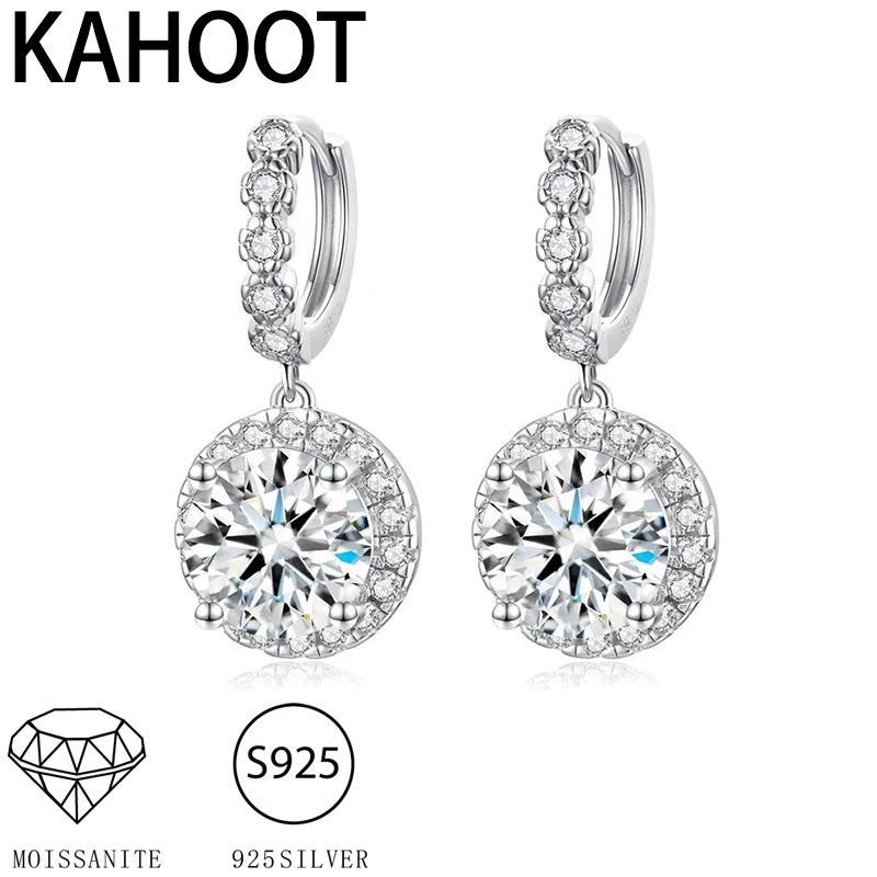 s925 Sterling Silver 1-2 Carat Moissanite Round Bag Earring Design Fashion Light Luxury Niche High-Hnd Casual Lady Gift