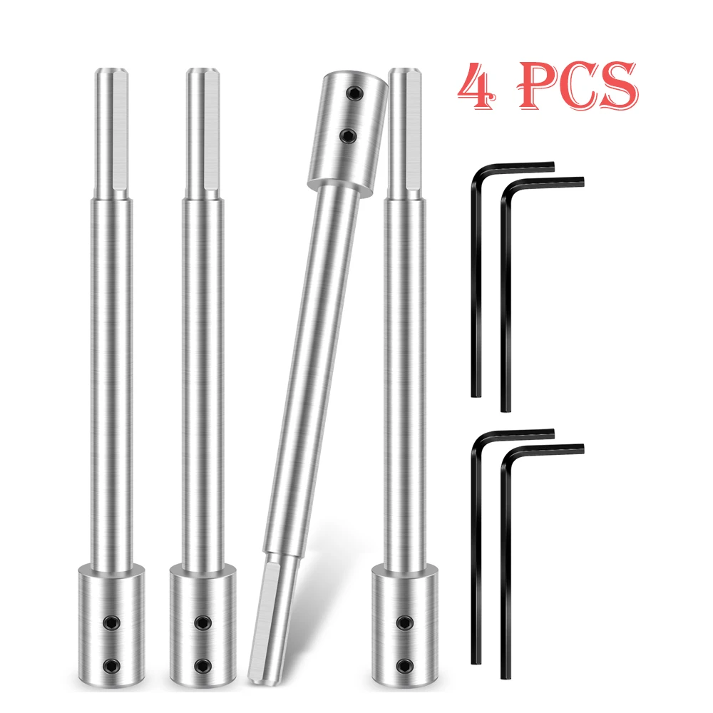 4Pcs 6-11/16Inch Extra Long Forstner Drill Bit Metal Sturdy Drill Bit Extension Post with 4 Wrench for ForstnerDrill Accessories