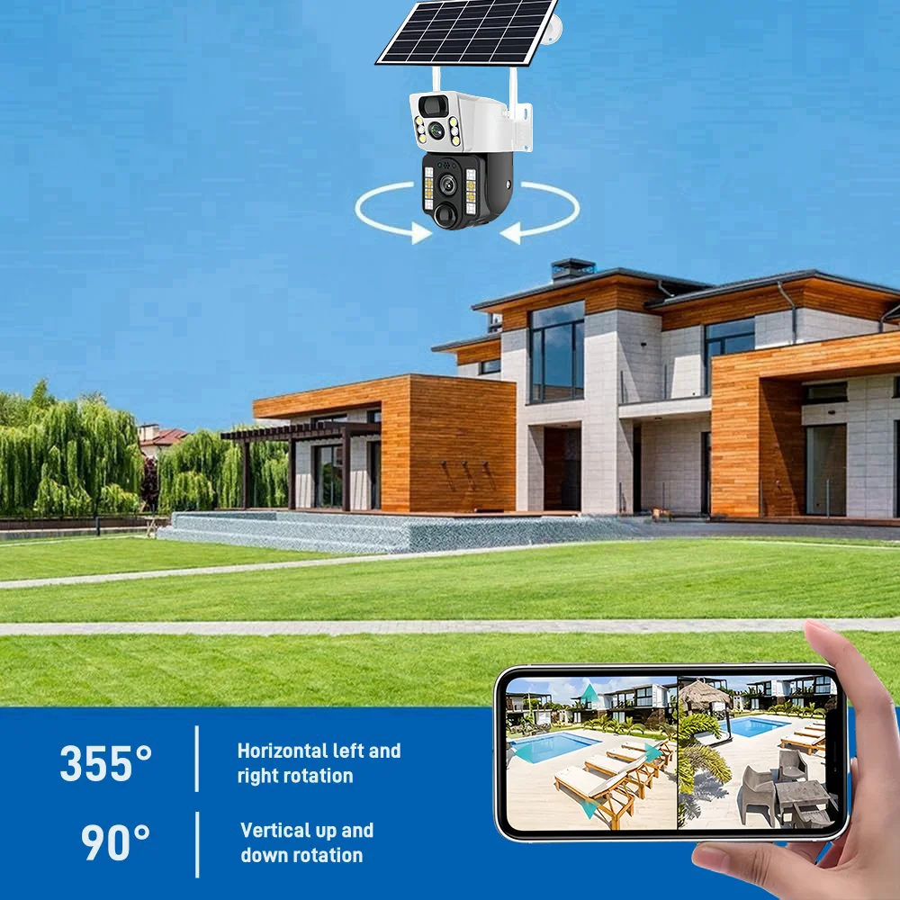 Telecamera di sicurezza domestica intelligente da 8 MP Telecamera solare HD Video sorveglianza CCTV 4G Rilevazione umana impermeabile Telecamere IP audio bidirezionali