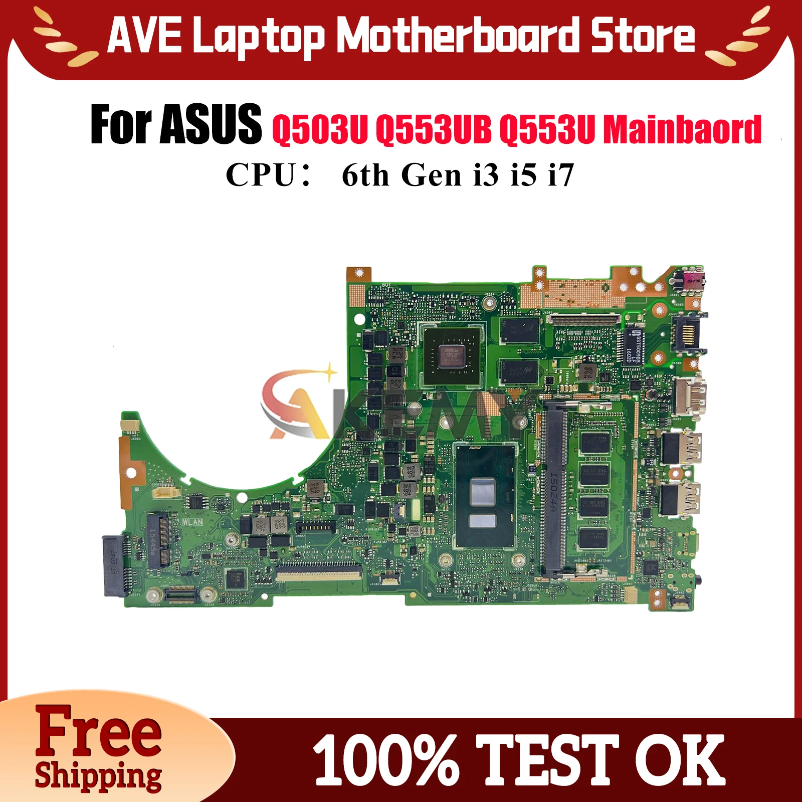 

Материнская плата для ноутбука Q553UB ASUS VivoBook Q553U Q553UB Q503U Q553UQ с процессором i3 i5 i7 100% тест, ОК, быстрая доставка