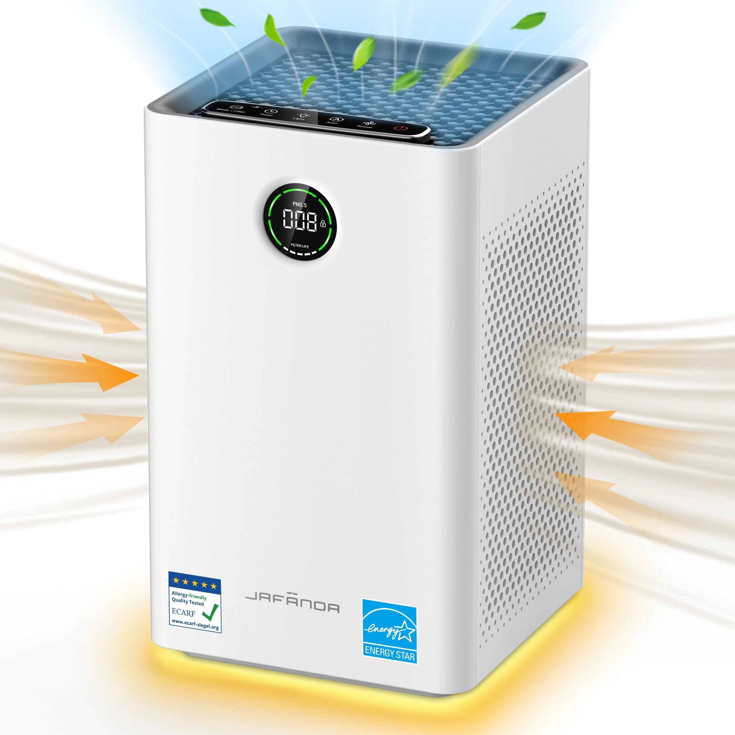 Jafanda Air Purifier for Large Rooms (up to 1190 sq ft), Dual HEPA & Carbon Filters, Air Cleaner Removes Allergens, Dust, Pollen