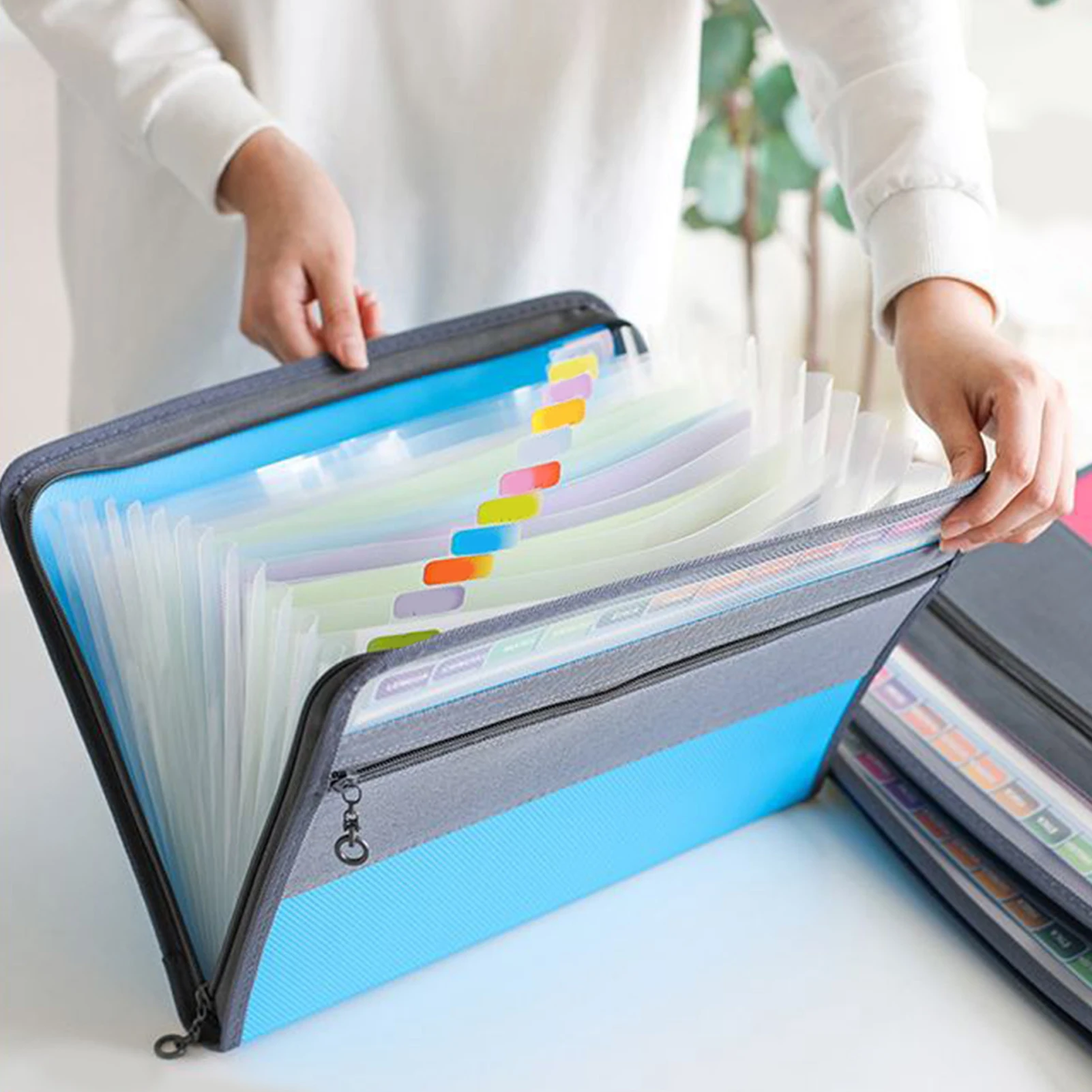 Multi-color Small Accordion File Organizer 13 Pockets Zipper Document Holder Large Capacity For Receipts Coupons Bills And Cards 2