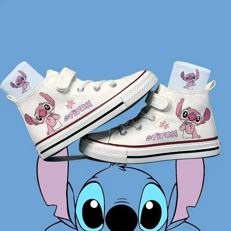 Stitch 2025 nova foto real transporte da gota mais tamanho grande para meninas pequenas moda crianças dos desenhos animados crianças criança mulheres sapatos causais