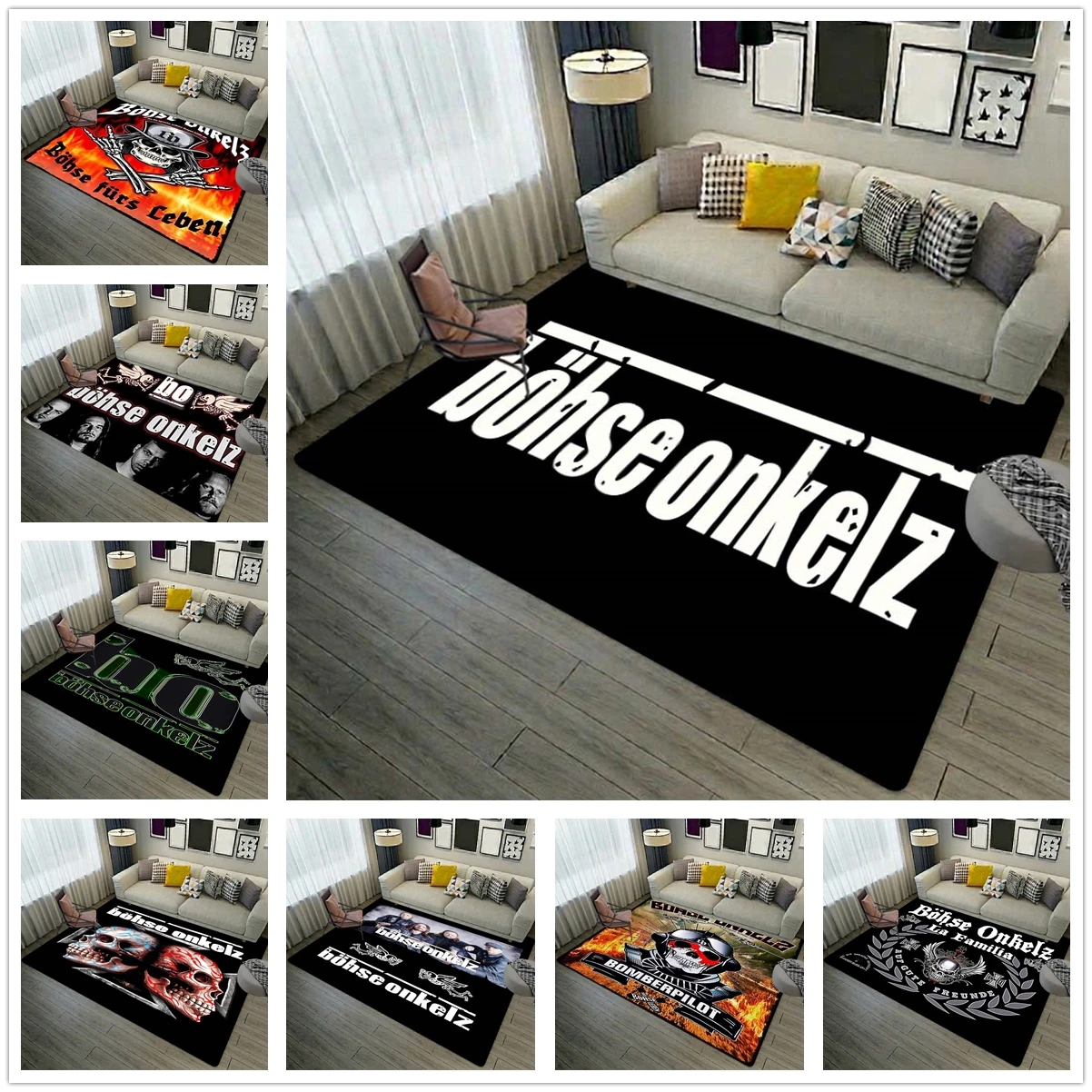 Tapis de groupe rock allemand Böhse Onkelz, tapis rétro, adapté au salon, à la chambre et au bar.