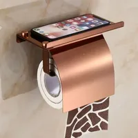 Toilet Paper Holder Wall Mounted with Phone Shelf,Stainless Steel Tissue Holder, Drilling Toilet Paper Roll Holder for Bathroom