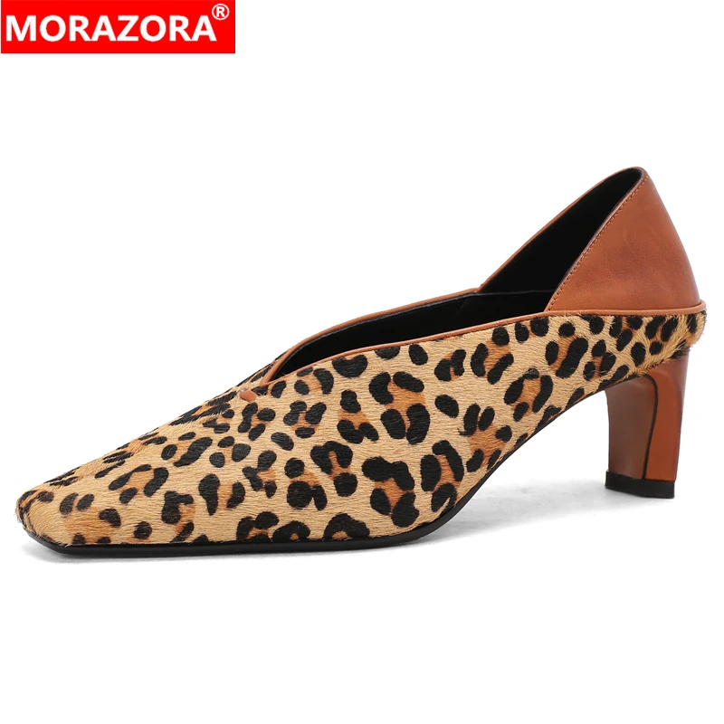 

MORAZORA/2026, новые вечерние модельные туфли на высоком каблуке из конского волоса, леопардовые женские туфли-лодочки, модные женские вечерние модельные туфли, обувь
