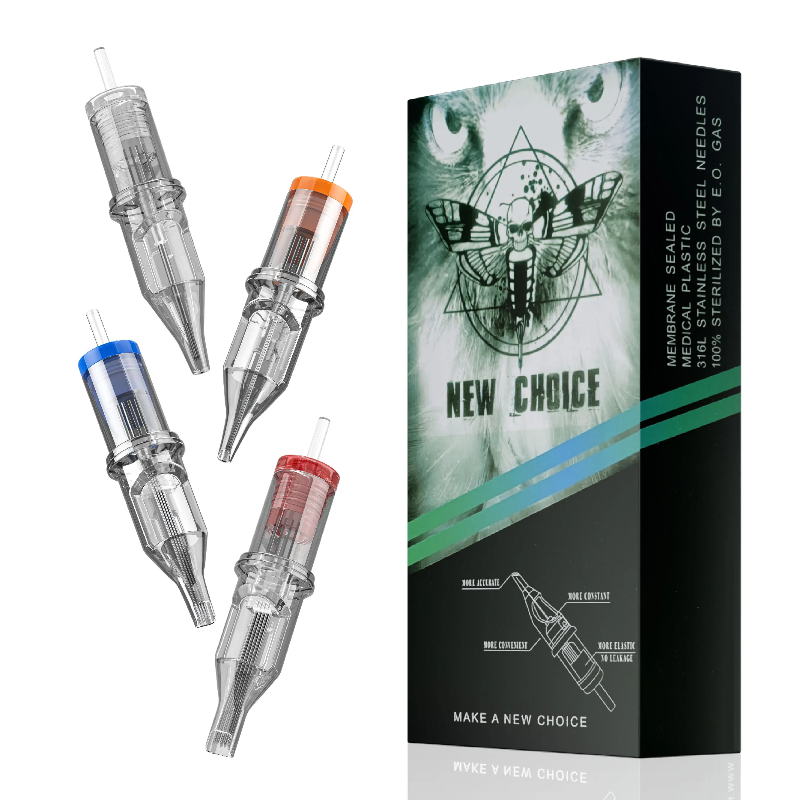 

20PCS/set Tattoo Needles, Tattoo Cartridge stainless steel Needles, RL/RM/RS/M1 Disposable Tattoo Needle Cartridge Round Liner