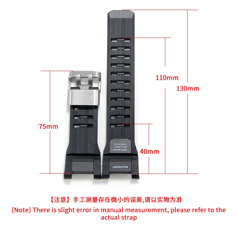 Resin Rubber Strap for Casio G-Shock Mudmaster GWG-B1000 Black Textured Deployment Clasp Men Women Sports Replacement Watch Band - view 2