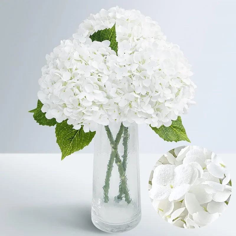 

21" Real Touch Hydrangea Artificial Flowers Latex Faux Hydrangea Flowers for Home Party Floral Wedding Centerpieces Decor 3 PCS