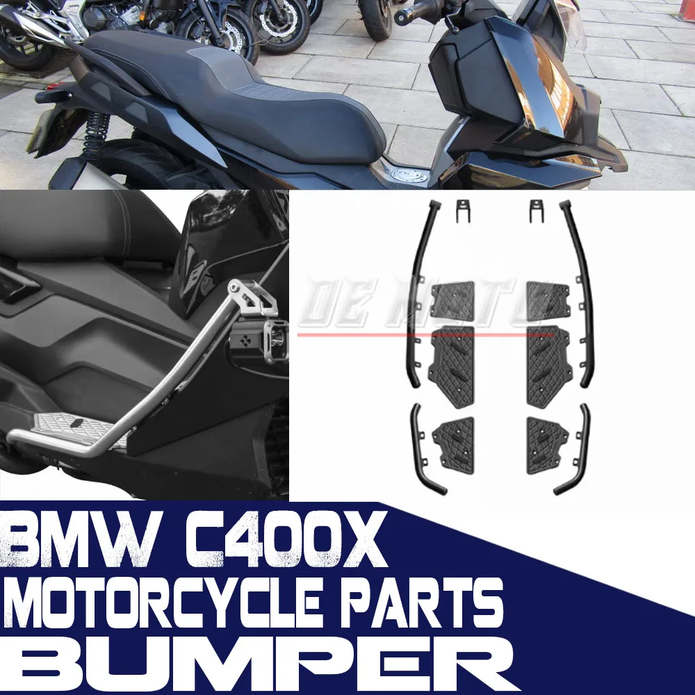 FOR BMW C400X Bumper, BMW C400GT Modified 304 Stainless Steel Bumper, Aluminum Alloy Foot Pedals With Hooks