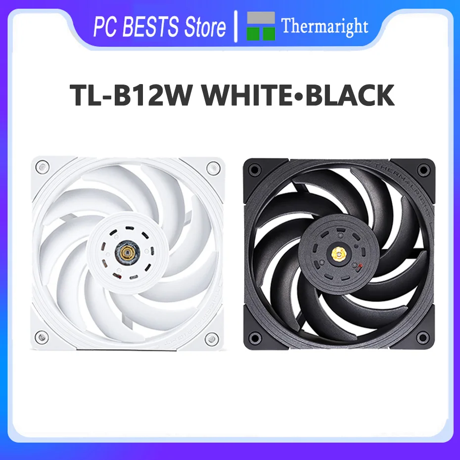 Thermalright TL-B12W White Black Case Cooling Fan 4PIN PWM 120mm Computer Case PBT Wind Pressure Fan Quiet PC Cooler Fan