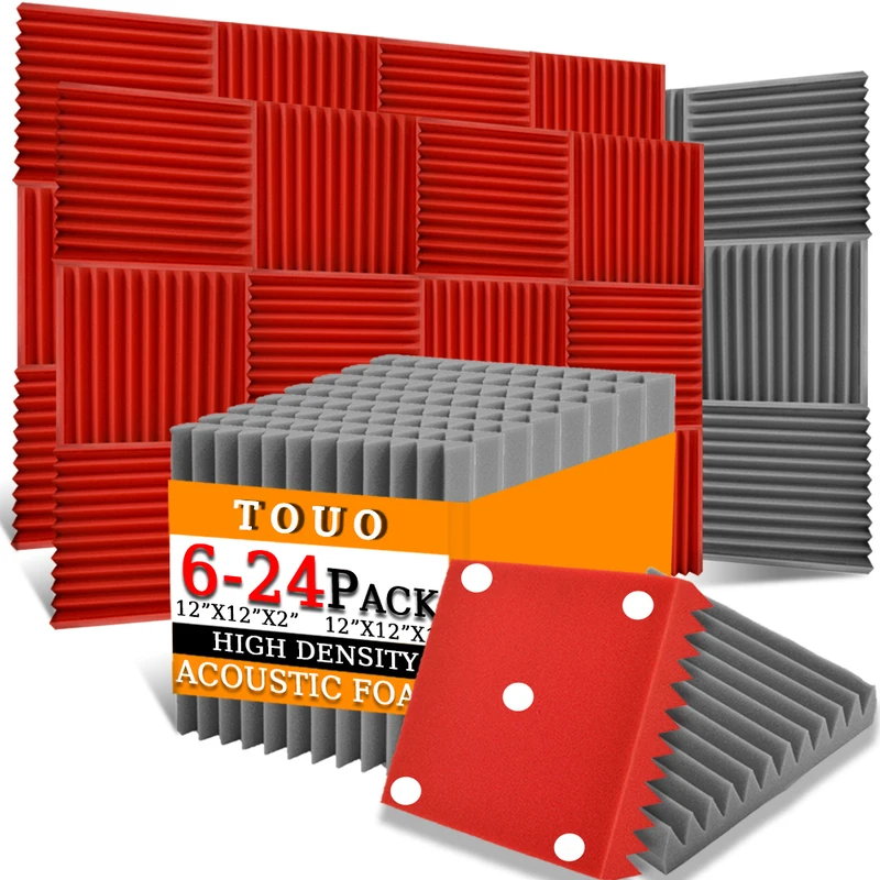 

TOUO Foam Panel Soundproofing 6-24Pack Soundproofing Fireproof Acoustic Wedge Wall Panels Office Recoding Studio