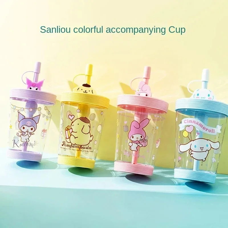 

Kawaii Sanrio Characters Melody Kuromi Cinnamoroll Изолированная чашка-непроливайка с соломинкой Прочная основа с защитой от падения для детей на открытом воздухе