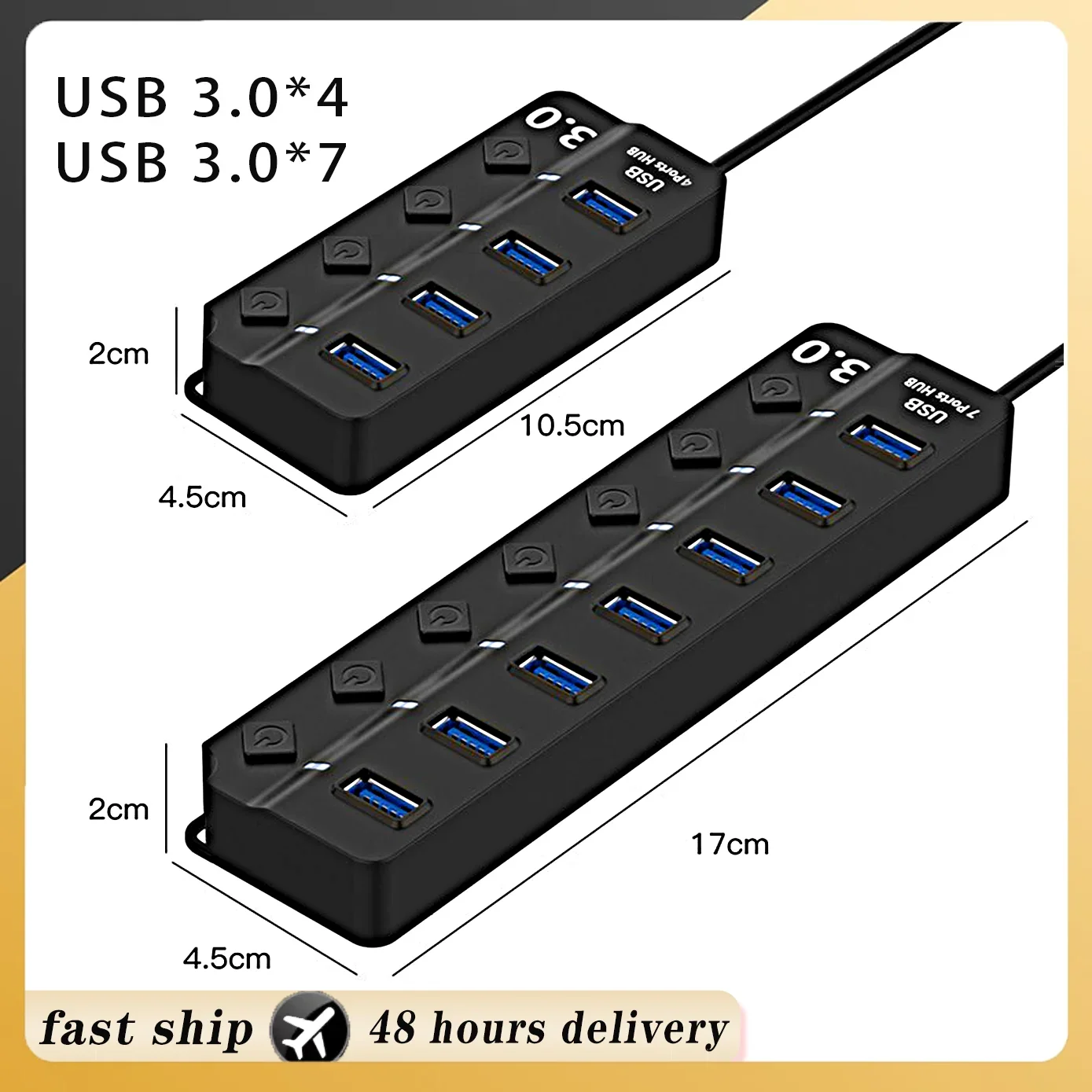 

USB 3.0 Power Adapter 4/7 Port Multi USB Splitter Hub 3.0 USB Hub Multiple Expander Switch 30CM Cable Hub Docking Stations