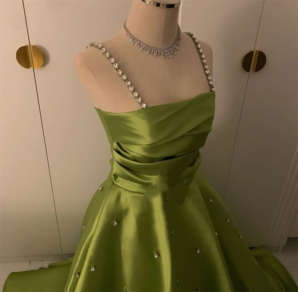 Customized Sparkle Spaghetti Ball gown Party Evening Sequin Draped  S Prom Dresse 이브닝드레스 vestidos de ocasión formales платье