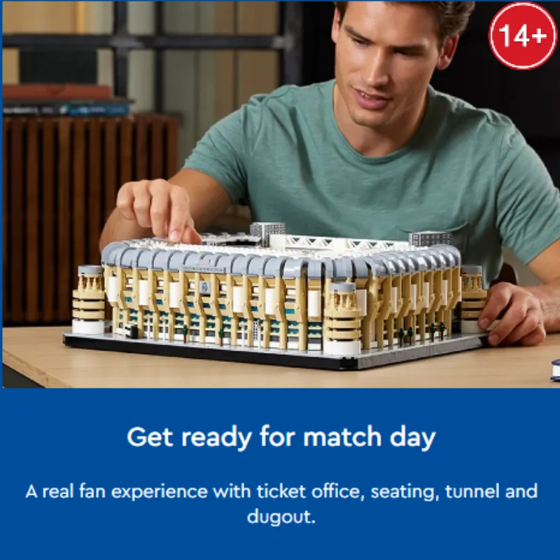 

Новый модульный стадион Реал Мадрид Сантьяго Бернбеу, сборные фигурки, миниатюрная модель для детей, подарки для детей