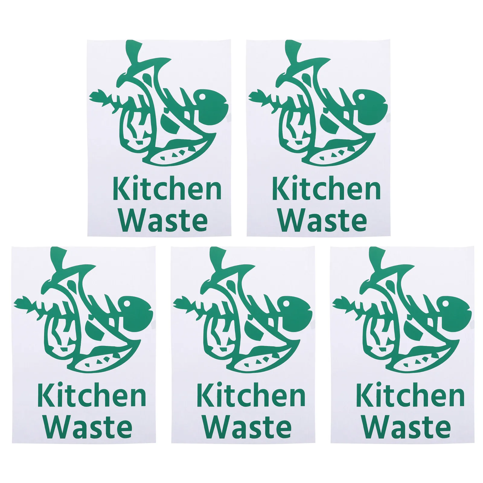 5Pcs Garbage Classification Stickers PVC Tear Resistant Waterproof Adhesive Labels for Trash Sorting Recycling Bins