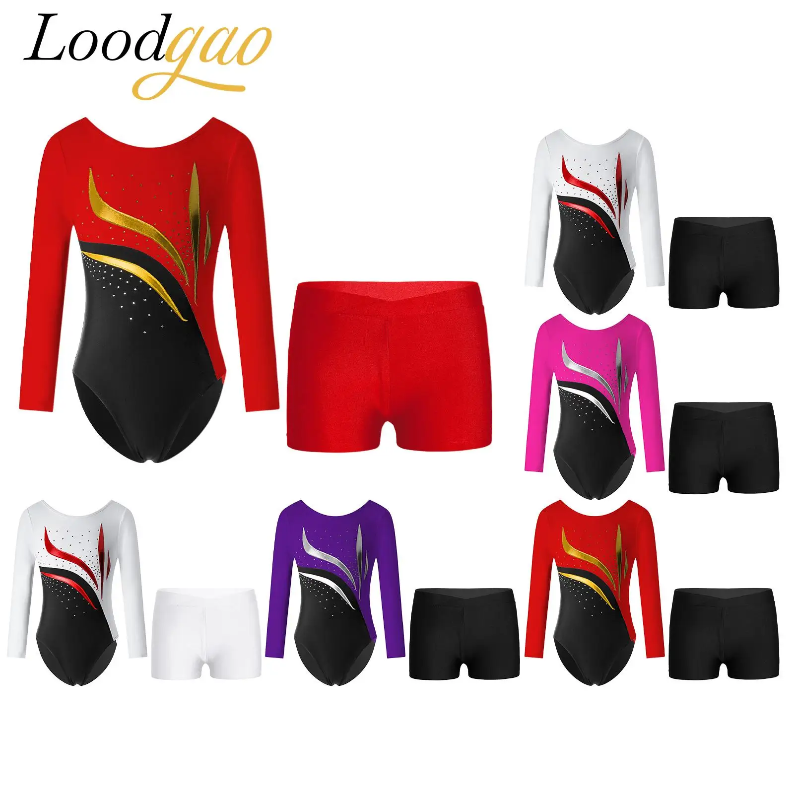 

Kids Girls Ballet Outfit Rhythmic Gymnastics Leotard + Shorts Childrens Acrobatics Unitards Skating Jumpsuit Dancewear Sets