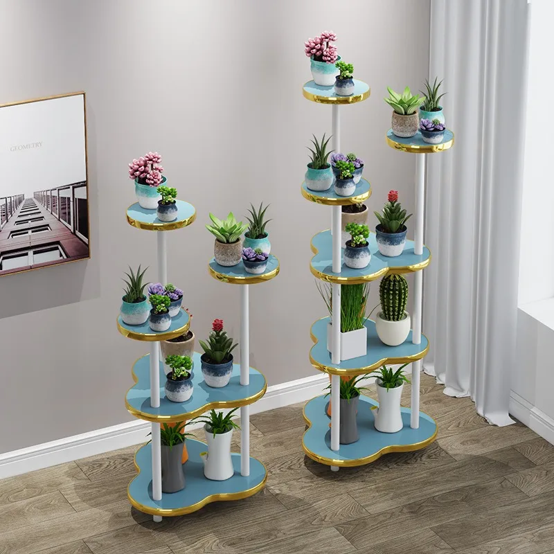 Light luxury solid wood flower rack balcony succulent green dill living room floor-to-ceiling flower table flower pot plant rack