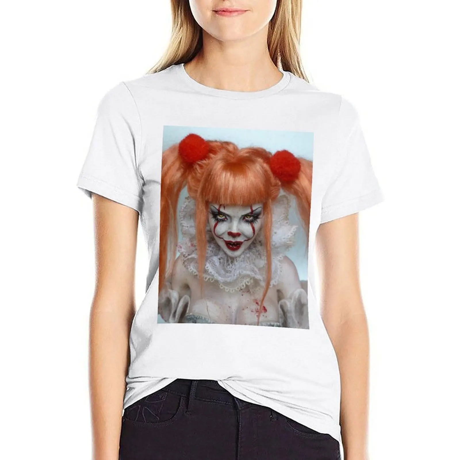 

sexy female horror clown T-shirt oversized korean fashion Women clothing