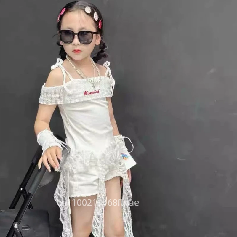 Traje de baile de Jazz para niña, versión coreana, chaleco fresco a la moda, conjunto de traje de pasarela para actuación de baile callejero para niños