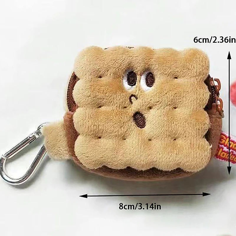 Kawai Biscuit Coin Bags Purse Plush Cake Headphone Organizer Bag Keys Cards Storage Bags Kids Birthday Gifts Schoolbag Pendants