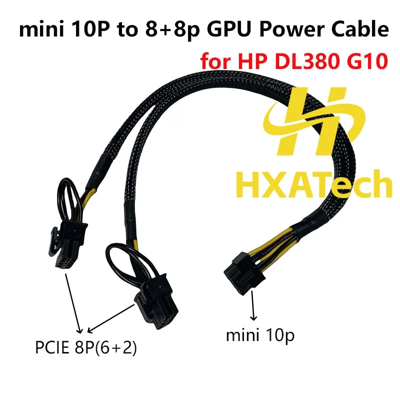

HXATech - Mainboard mini 10pin to 8pin+8pin PCI-E Graphic Card Power Supply Cable for HP DL380 Gen10 and GPU Card 2080 A10 3090