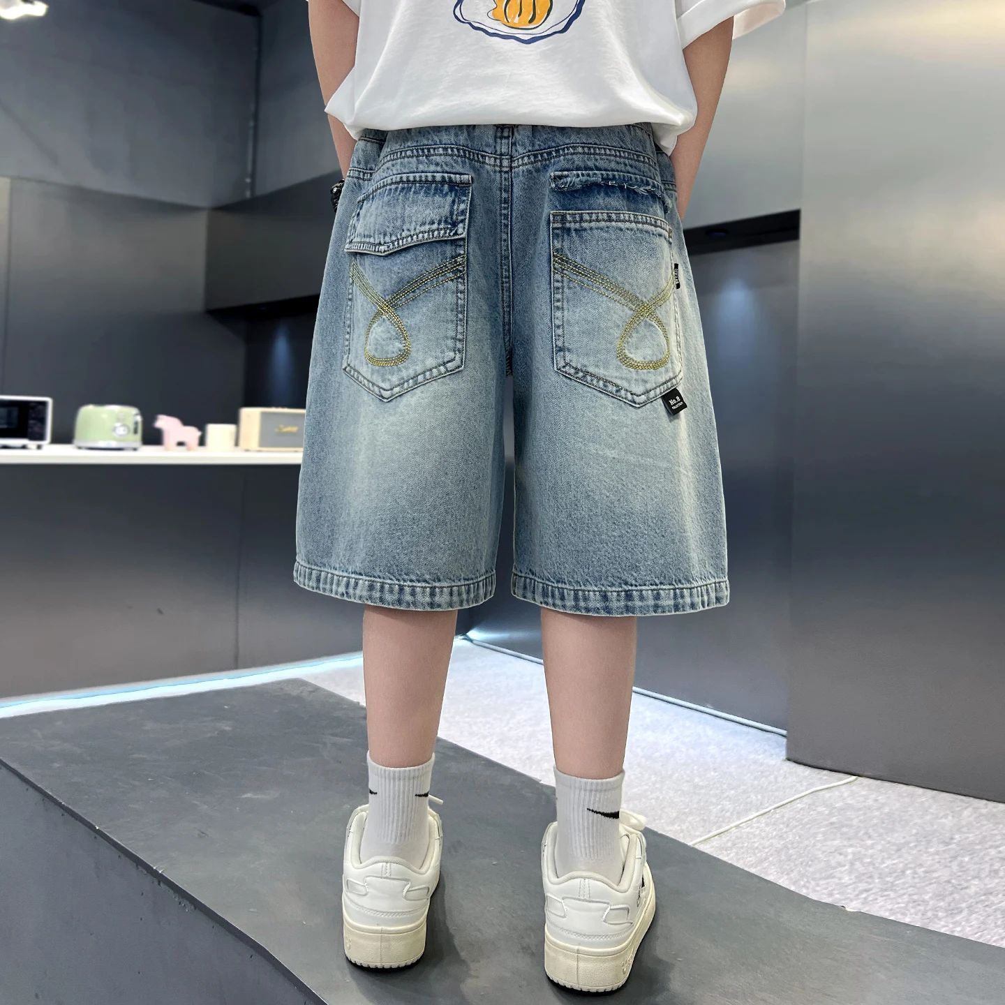 Summer Clothing Label - 2026 Boys Vintage Blue Denim Shorts