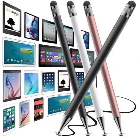 2-in-1 스타일러스 펜 고감도 디스크 팁 고무 팁 터치 펜슬 Apple iPhone iPad Android Samsung 태블릿 폰에 적합