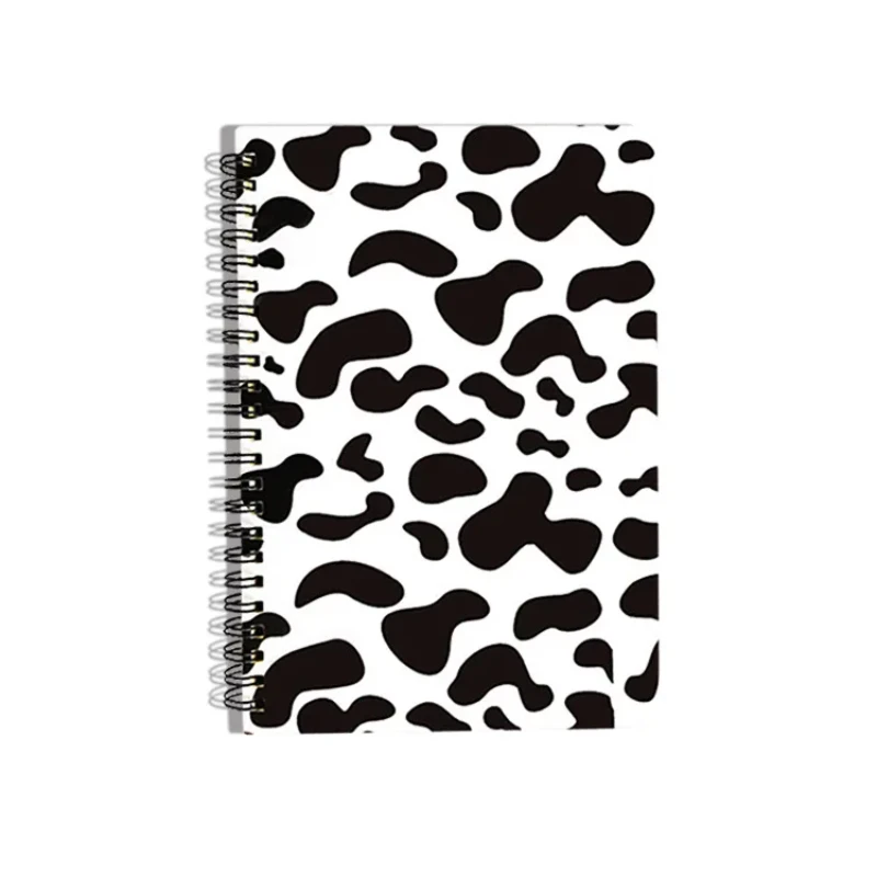 Cahier à spirale à motif de vache léopard, bloc-notes noir et blanc, 80 feuilles, papier ligne A5, étudiants, fournitures de bureau, style Ins