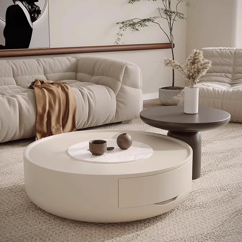 

Nordic Cream - Style Coffee Table Modern Minimalist High - End Living Room Coffee Table & TV Stand Set Wood Home Furniture FYCT