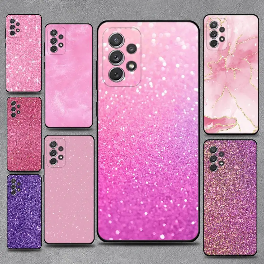 

FHNBLJ Gold Pink Glitter Phone Case For Samsung S25,S24,S21,S22,S23,S30,Ultra,S20,Plus,Fe,Lite,Note,10,9,5G Black Cover