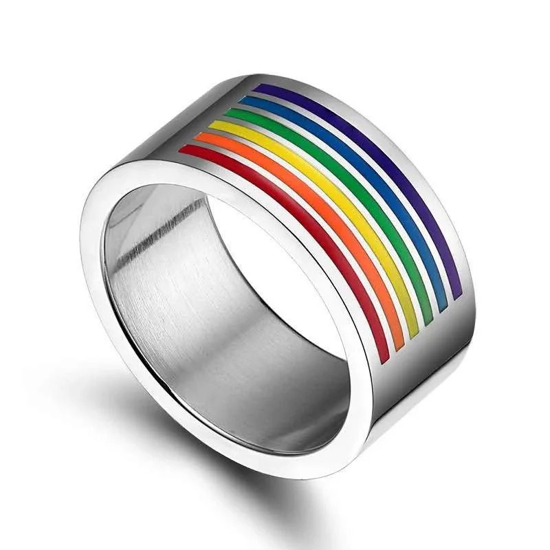 Milangirl-anillos de arcoíris para pareja Gay, sortijas coloridas de boda, Lebian y Gay, venta completa, 2024