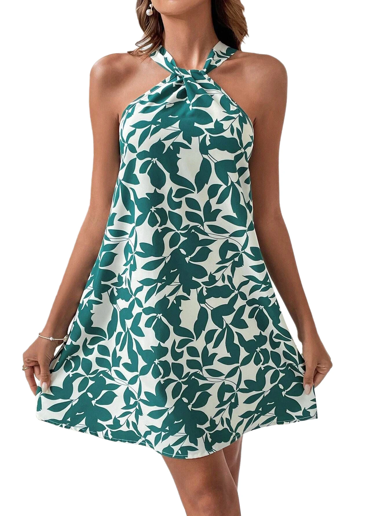 

Women Dress Summer Floral Print Halter Mini Dress for Women Casual Beach Dresses