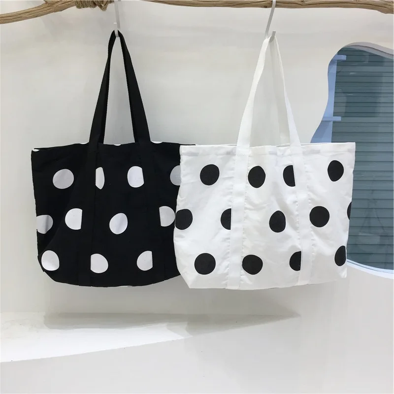 

YIFAN Fashion Commuting Shoulder Bag New Casual Nylon Polka Dot Women Tote Bag Large Capacity Highend Wave Point Bucket Bag