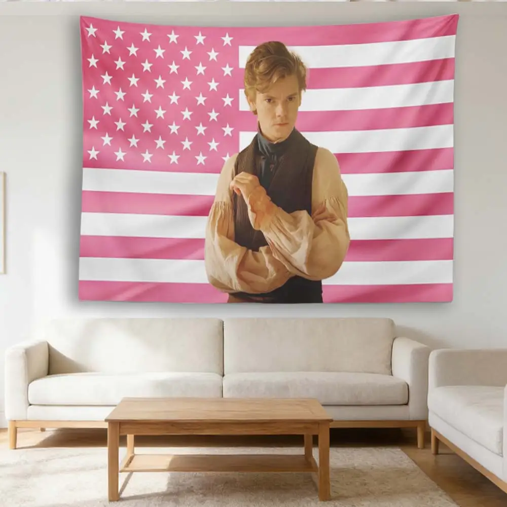 J-Jack  Pink Flag Tapestry, Pink American Flag Wall Art, Actor Fan Banner, Aesthetic Bedroom Decor, Celebrity Wall Tapestry