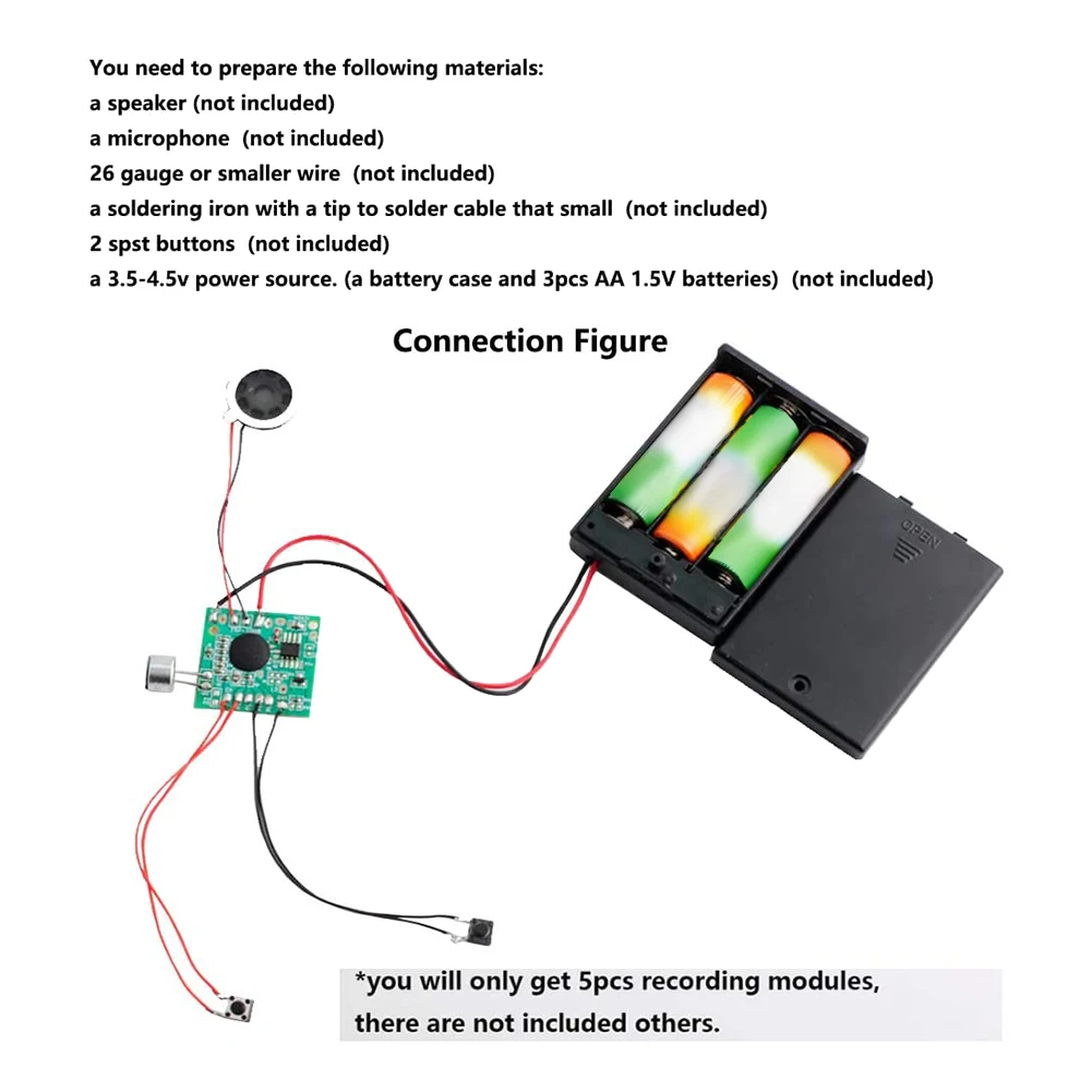 Reliable5pcs 30S Seconds Voice Playback Board Electronic Greeting Card Recorder Sound Module Chip Music Talking Recordable