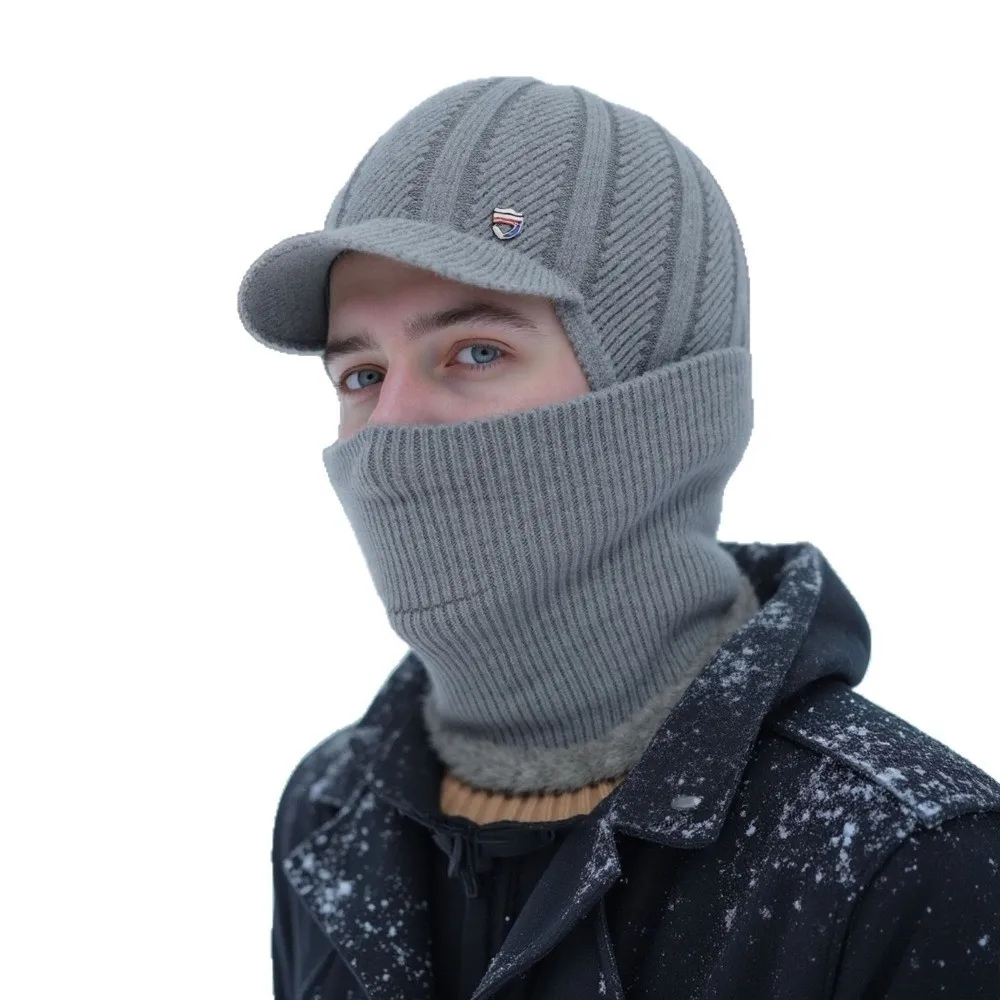 جديد دافئ متكامل قبعة وشاح مجموعة يندبروف بلوفر مغزول قبعة Coldproof Lei Feng قبعة الخريف والشتاء #2