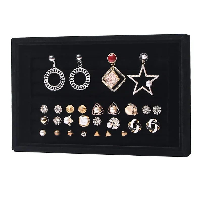 حامل حلقي منظم المجوهرات، حامل صينية العرض لبيع الأقراط والخواتم، إكسسوار عرض أنيق