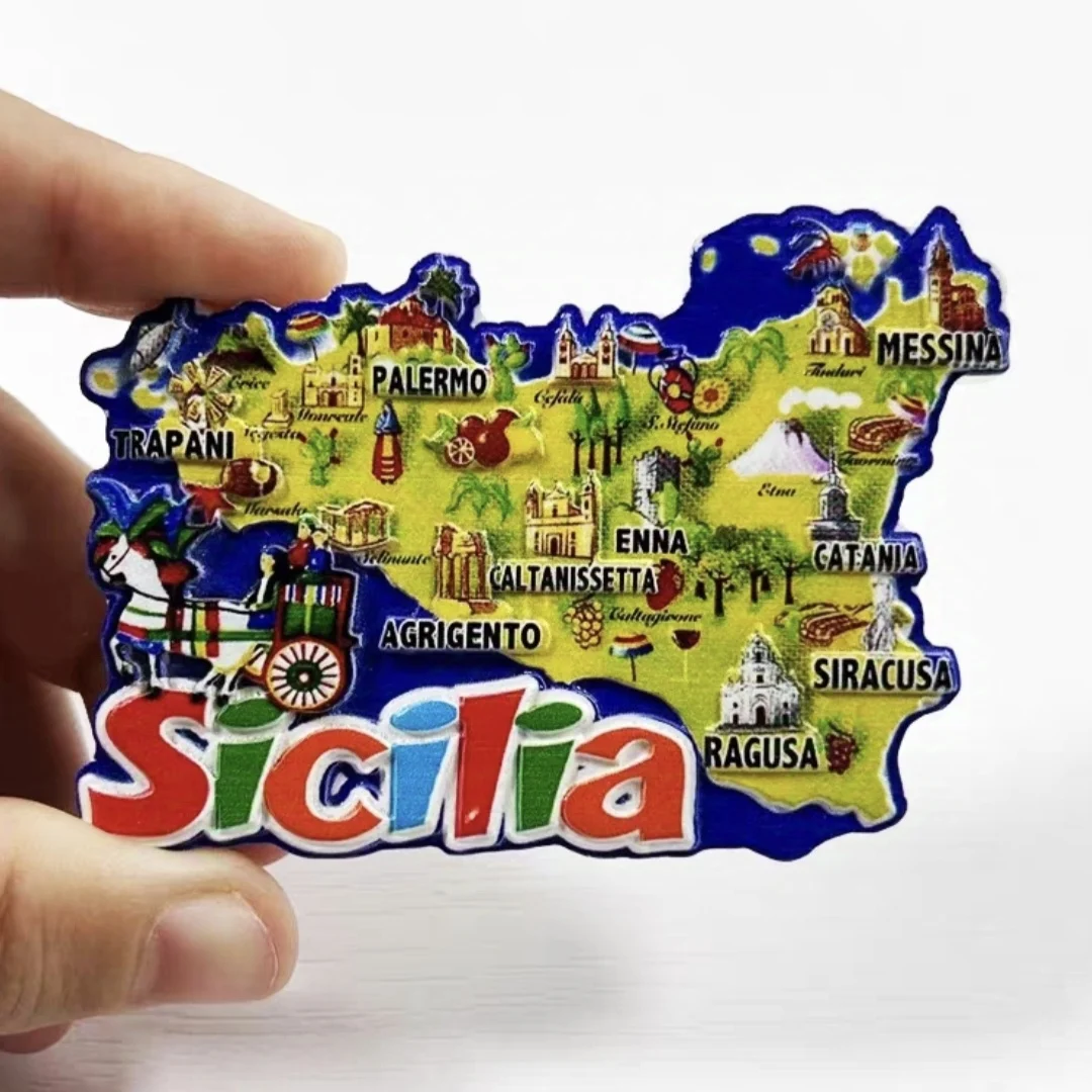 Europe Italy Sicilia Palermo Milano Roma 3D Refrigerator Magnets Fridge Magnetic Tourist Souvenir Decoration Articles