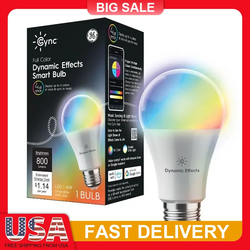 

Smart LED Color Changing Bulb A19 800LM WiFi App Control Music Sync Alexa Google Home Compatible RGBW Dynamic Effects Light Bulb